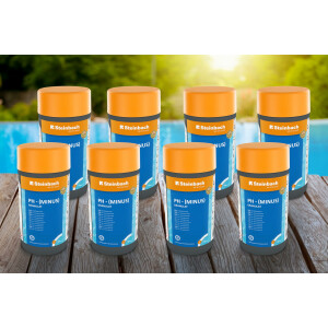 Steinbach Poolpflege pH-Minus Granulat - 0753001TV08-8X 1,5 kg - Zur pH-Wert-Senkung im Pool - Gut löslich & staubreduziert - Für bessere Wirksamkeit von Chlor & Desinfektionsmitteln