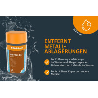 STEINBACH Poolpflege Metall-EX flüssig - 0755401TV08-8X 1l - Entfernt Eisen, Kupfer & andere Metalle - Gegen Trübungen & Ablagerungen - Einfache Anwendung - Für klares, metallfreies Poolwasser