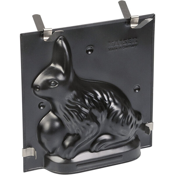 ORIGINAL KAISER 3D Osterhase Backform 0,5 l | Motivbackform Hase für Ostern | antihaftbeschichteter Stahl | auslaufsicher mit Klammern | backofenfest | schwarz