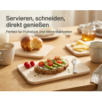 Neustanlo Frühstücksbrettchen 6er Set | Birkenholz Schneidebrett & Brotzeitbrett | robust & pflegeleicht | Holzbrettchen für Frühstück Küche Servieren | 22 x 14 cm