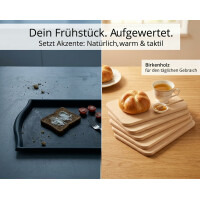 Neustanlo Frühstücksbrettchen 6er Set | Birkenholz Schneidebrett & Brotzeitbrett | robust & pflegeleicht | Holzbrettchen für Frühstück Küche Servieren | 22 x 14 cm
