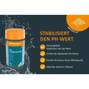 Steinbach Poolpflege Set 3-teilig | pH-Plus 1kg + pH-Minus 1,5kg + pH-Stabilisator 1kg | Regulierung & Stabilisierung des Poolwassers | für klare Wasserwerte & optimale Desinfektion