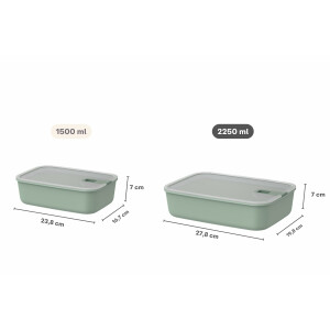 Mepal - Frischhaltdosen EasyClip - Schüssel mit Deckel und Schiebeverschluss - Geeignet für Mikrowelle, Dampfgarer, Kühl- und Gefrierschrank - Luftdicht und auslaufsicher - 2,25 l - Nordic sage