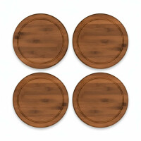 NEUSTANLO | Vesperteller Set 4-teilig | runde Bambus Frühstücksteller Ø 25 cm mit Saftrille | nachhaltige Brotzeitteller aus FSC-zertifiziertem Holz | robust & messerschonend
