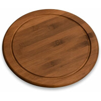 NEUSTANLO | Vesperteller Set 4-teilig | runde Bambus Frühstücksteller Ø 25 cm mit Saftrille | nachhaltige Brotzeitteller aus FSC-zertifiziertem Holz | robust & messerschonend