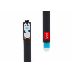 Legami - Radierbarer Gelschreiber, Kugel am Ende zum Entfernen von blauer Tinte, wärmeempfindlich, Durchmesser der Spitze 0,7 mm - Thema Pinguin