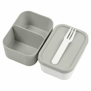 Mepal Set Bento-Einsatz Take a Break Midi | Cool Grey | 2-teiliges Facheinsatz Set mit Deckel & Gabel | BPA-frei | spülmaschinenfest | ideal für Snacks & Meal Prep