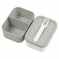 Mepal Set Bento-Einsatz Take a Break Midi | Cool Grey | 2-teiliges Facheinsatz Set mit Deckel & Gabel | BPA-frei | spülmaschinenfest | ideal für Snacks & Meal Prep