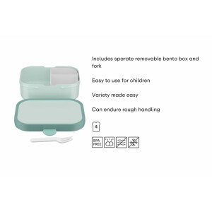 Mepal - Brotdose Kinder Campus - Bento Box Kinder - Brotdose Kinder mit Fächern & Gabel - Meal Prep Box mit Clip-Verschluss - BPA-frei & Spülmaschinenfest - 750 ml - Turquoise