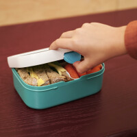 Mepal - Brotdose Kinder Campus - Bento Box Kinder - Brotdose Kinder mit Fächern & Gabel - Meal Prep Box mit Clip-Verschluss - BPA-frei & Spülmaschinenfest - 750 ml - Turquoise