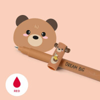 Legami - Radierbarer Gelschreiber, Kugel am Ende zum Entfernen von roter Tinte, wärmeempfindlich, Durchmesser der Spitze 0,7 mm - Thema Teddy Bear