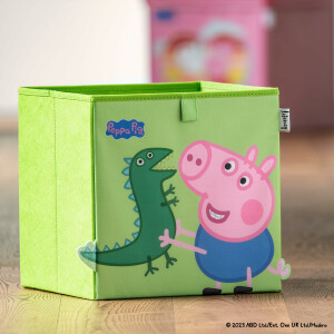 LIFENEY meets Peppa Wutz Aufbewahrungsbox für Kinder - Box mit George & Dino Motiv zur Aufbewahrung von Spielzeug - 30 x 30 x 30 cm passend für klassische Würfelregale