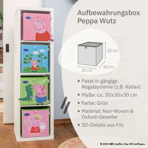 LIFENEY meets Peppa Wutz Aufbewahrungsbox für Kinder - Box mit George & Dino Motiv zur Aufbewahrung von Spielzeug - 30 x 30 x 30 cm passend für klassische Würfelregale