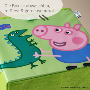 LIFENEY meets Peppa Wutz Aufbewahrungsbox für Kinder - Box mit George & Dino Motiv zur Aufbewahrung von Spielzeug - 30 x 30 x 30 cm passend für klassische Würfelregale