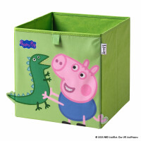 LIFENEY meets Peppa Wutz Aufbewahrungsbox für Kinder - Box mit George & Dino Motiv zur Aufbewahrung von Spielzeug - 30 x 30 x 30 cm passend für klassische Würfelregale