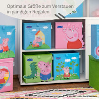 LIFENEY meets Peppa Wutz Aufbewahrungsbox für Kinder - Box mit George & Dino Motiv zur Aufbewahrung von Spielzeug - 30 x 30 x 30 cm passend für klassische Würfelregale