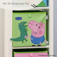 LIFENEY meets Peppa Wutz Aufbewahrungsbox für Kinder - Box mit George & Dino Motiv zur Aufbewahrung von Spielzeug - 30 x 30 x 30 cm passend für klassische Würfelregale