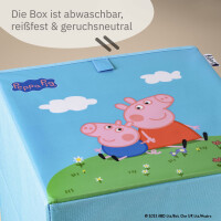 LIFENEY meets Peppa Wutz Aufbewahrungsbox für Kinder - Box mit Peppa Pig Motiv zur Aufbewahrung von Spielzeug - 30 x 30 x 30 cm passend für klassische Würfelregale