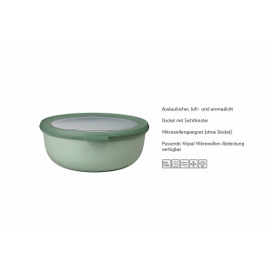 Mepal - Multi Bowl Cirqula Round - Vorratsdose mit Deckel - Geeignet als Luftdichte Aufbewahrungsbox für den Kühlschrank, Mikrowellengeschirr & als Frischhaltedosen - 3000 ml - Nordic Black