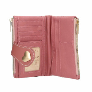 Depesche 13970 Miss Melody Blossom Pony - Portemonnaie in Rosa, mit Pferde Motiv, Pferde Muster und Gold Details, Geldbörse mit Druckknopf-Verschluss
