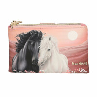 Depesche 13970 Miss Melody Blossom Pony - Portemonnaie in Rosa, mit Pferde Motiv, Pferde Muster und Gold Details, Geldbörse mit Druckknopf-Verschluss