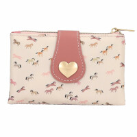 Depesche 13970 Miss Melody Blossom Pony - Portemonnaie in Rosa, mit Pferde Motiv, Pferde Muster und Gold Details, Geldbörse mit Druckknopf-Verschluss