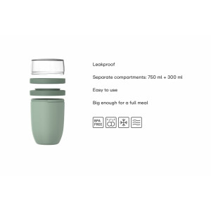 Mepal - Müslibecher xl Ellipse - Müslibecher To Go - Joghurtbecher To Go - Unterteilung für Joghurt & Müsli - Geeignet für Gefrierschrank, Mikrowelle & Spülmaschine - 750 + 300 ml - Vivid mauve