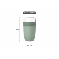 Mepal - Müslibecher xl Ellipse - Müslibecher To Go - Joghurtbecher To Go - Unterteilung für Joghurt & Müsli - Geeignet für Gefrierschrank, Mikrowelle & Spülmaschine - 750 + 300 ml - Vivid mauve