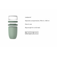 Mepal - Müslibecher xl Ellipse - Müslibecher To Go - Joghurtbecher To Go - Unterteilung für Joghurt & Müsli - Geeignet für Gefrierschrank, Mikrowelle & Spülmaschine - 750 + 300 ml - Vivid blue