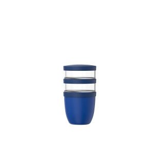 Mepal - Müslibecher 3 teilig Ellipse - Müslibecher To Go - Joghurtbecher To Go - Platz für Snacks und Toppings - Geeignet für Spülmaschine - 500 + 200 + 200 ml - Vivid blue
