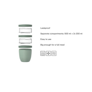 Mepal - Müslibecher 3 teilig Ellipse - Müslibecher To Go - Joghurtbecher To Go - Platz für Snacks und Toppings - Geeignet für Spülmaschine - 500 + 200 + 200 ml - Vivid blue