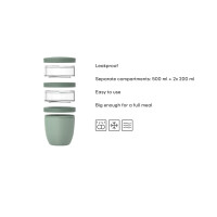 Mepal - Müslibecher 3 teilig Ellipse - Müslibecher To Go - Joghurtbecher To Go - Platz für Snacks und Toppings - Geeignet für Spülmaschine - 500 + 200 + 200 ml - Vivid blue