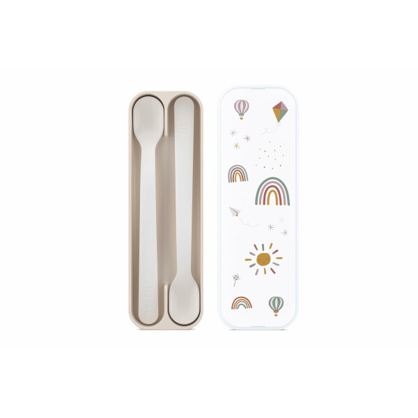 Mepal - Fütterlöffel Mio - Babylöffel - Kleinkind Fütterlöffel - Spülmaschinengeeignet & BPA frei - 2er Set - Sunshine & Rainbow