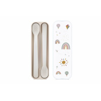 Mepal - Fütterlöffel Mio - Babylöffel - Kleinkind Fütterlöffel - Spülmaschinengeeignet & BPA frei - 2er Set - Sunshine & Rainbow