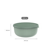 Mepal - Mikrowellengeschirr Lumina - Frischhaltedosen mit Deckel für Kühlschrank, Gefrierschrank, Dampfgarer & Mikrowelle - Mikrowellenschüsseln mit Deckel - Aufbewahrungsbox - 3000 ml - Nordic sage
