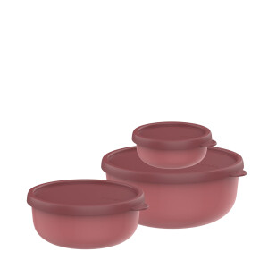 Mepal - Mikrowellengeschirr set 3-teilig Lumina - Frischhaltedosen mit Deckel für Kühlschrank, Gefrierschrank, Dampfgarer & Mikrowelle - Aufbewahrungsbox - 250 + 750 + 1500 ml - Vivid mauve