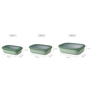 Mepal Multi Bowl Cirqula Rectangular - Mikrowellen Geschir - Geeignet als Luftdichte Aufbewahrungsbox für den Kühlschrank, Mikrowellengeschirr & als Frischhaltedosen - 1000 ml - Nordic blue