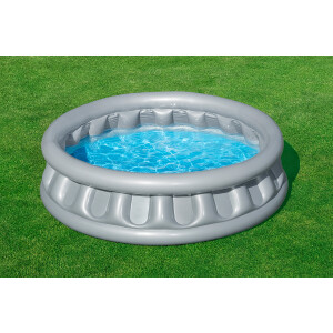 Bestway Planschbecken Spaceship Ø 152 x 43 cm | Kinderpool im Raumschiff-Design | 512 L Wasserkapazität | 3 Luftkammern | Rundes Gartenpool ab 3 Jahren | inkl. Reparaturflicken