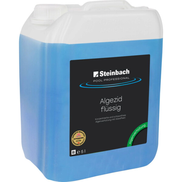 Steinbach Pool Professional Algezid Standard 5 l | Hochkonzentrierter Algenschutz für Pool & Schwimmbad | Schaumfrei | Langzeitwirkung | Für glasklares Wasser | Flüssiges Algenmittel