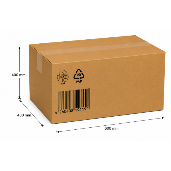 Neustanlo | Versandkarton 600 × 400 × 400 mm – Faltkarton aus brauner Wellpappe