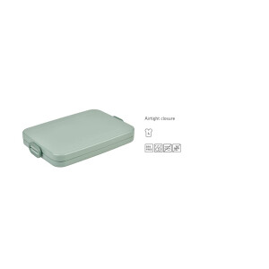 Mepal - Lunchbox Take A Break flach - Ideale Brotdose für Laptoptasche oder Rucksack - Flach geformte Essensbox für 2 Sandwiches oder 4 Scheiben Brot - 800 ml - Silver