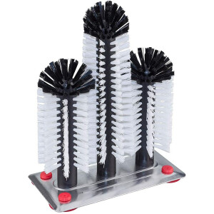 Neustanlo Profi Gläserspülbürste mit 3 Säulen (18/24/18 cm) - mit großer Aluminium-Saugplatte - Gläserbürste - Spülbürste für Gläser