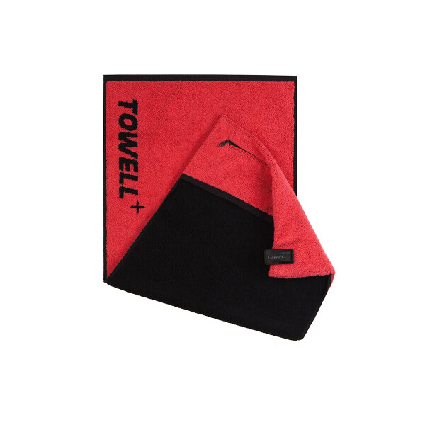 Stryve Towell + | Sporthandtuch mit Tasche und Magnetclip, Bekannt aus "Die Höhle der Löwen", Rot/Schwarz